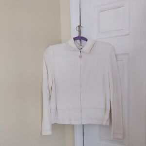 White  Womens St John Marie Gray Sweater Size M